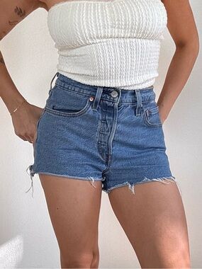 Levi's Blue Denim High-Rise Cutoff Shorts